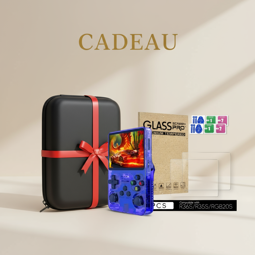 📦 Pack R36S + Verre 9H + Étui rigide